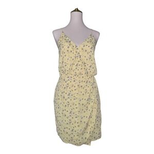 Chelsea28 Yellow Floral Print Wrap Front‎ Sleeveless Dress Size Small